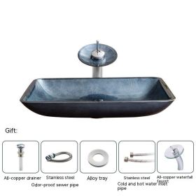 Pure Color Tempered Glass Table Basin Simple Art Bathroom Inter-platform (Option: 081 Suit)