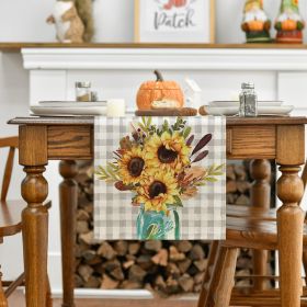 Linen Thanksgiving Table Cloth Vintage Pumpkin Table Cloth Dining Table Decoration Thermal Insulation Non Slip Table Flag (Option: Style5-33x183CM)