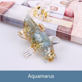 Natural Crystal Gravel Epoxy Resin Fish Ornaments Koi (Option: Aquamarine)