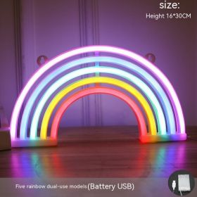 Letter Planet Neon Light Hanging Style (Option: Five Colors Rainbow-USB Battery Box)