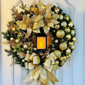 Christmas Holiday Decorations Jesus Door Hanging (Option: 30cm Golden Tape Lamp Flower)