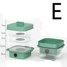 Multi-layer Dish Cover Heat Preservation Kitchen Cover Dining Table Leftover Storage Box Transparent Stack Cooking Hood Steamer (Option: E-Green)