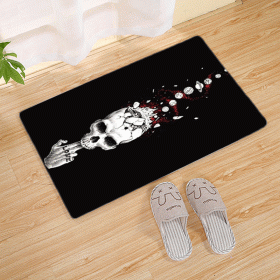 Halloween Flannel Floor Mat Bathroom Toilet Door Non-slop Mats Skull Absorbent Printing Floor Mat (Option: Halloween 210020-40x60)