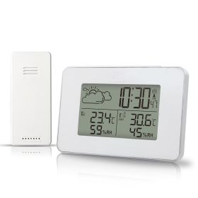 USB Type Functional Weather Clock Electronic Alarm Clock (Color: White)