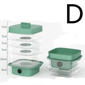 Multi-layer Dish Cover Heat Preservation Kitchen Cover Dining Table Leftover Storage Box Transparent Stack Cooking Hood Steamer (Option: D-Green)