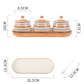 Household Kitchen Condiment Pot Ceramic Suit (Option: Set F)