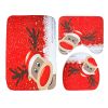 3 Pcs Christmas Bathroom Rugs Set Contour Non-slip Toilet Mats