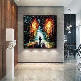 Hand Painted Oil Painting Original Romantic Cityscape Oil Painting On Canvas Large Wall Art Abstract Colorful Forest Painting Custom Tree Painting Bed (style: 1, size: 70x70cm)