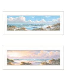 "The Seascape Collection" 2-Piece Vignette By Georgia Janisse, Ready to Hang Framed Print, White Frame (Color: as Pic)