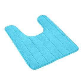 U Shaped Bathroom Rugs Contour Non-slip Toilet Mat Absorbent Cozy Velvet Floor Mat 23.62 x 19.69in (Color: Light Blue)