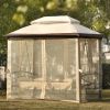 [VIDEO provided] 8.9 Ft. W x 5.9 Ft. D Outdoor Gazebo with Convertible Swing Bench; Double Roof Soft Canopy Garden Backyard Gazebo with Mosquito Netti