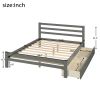 Wood platform bed with two drawers, full