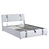 Queen Size Upholstered Faux Leather Platform bed with a Hydraulic Storage System