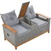 [Not allowed to sell to Wayfair]Outdoor Comfort Adjustable Loveseat; Armrest With Storage Space With 2 Colors; Suitable For Courtyards; Swimming Pools