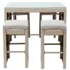 5-piece Rattan Outdoor Patio Furniture Set Bar Dining Table Set with 4 Stools