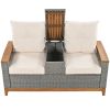 [Not allowed to sell to Wayfair]Outdoor Comfort Adjustable Loveseat; Armrest With Storage Space With 2 Colors; Suitable For Courtyards; Swimming Pools