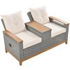 [Not allowed to sell to Wayfair]Outdoor Comfort Adjustable Loveseat; Armrest With Storage Space With 2 Colors; Suitable For Courtyards; Swimming Pools