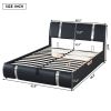 Queen Size Upholstered Faux Leather Platform bed with a Hydraulic Storage System