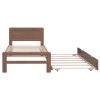 Modern Design Wooden Twin Size Platform Bed Frame with Trundle for Walnut Color