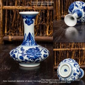 Jingdezhen Ceramic Small Vase Hydroponic Antique Shelf Ornament Hand-painted Blue And White Porcelain Bottle Souvenirs (Option: Style17)