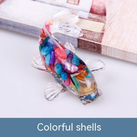 Natural Crystal Gravel Epoxy Resin Fish Ornaments Koi (Option: Colorful Shell)