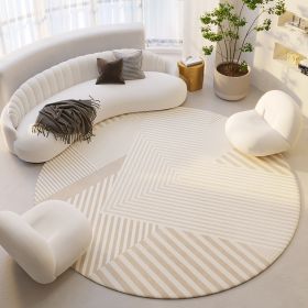 Silent Wind Absorbent Round Carpet Cream Wind Hanging Basket Dressing Table Bedroom Bedside Household Crystal (Option: Stripes 00-200x200cm)