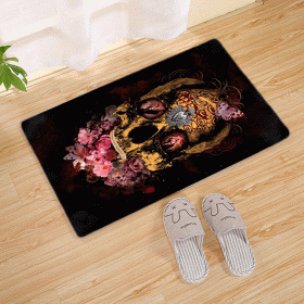 Halloween Flannel Floor Mat Bathroom Toilet Door Non-slop Mats Skull Absorbent Printing Floor Mat (Option: Halloween 210012-60x90)