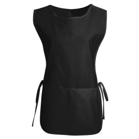 Women's Round Neck Pocket Strap Protective Vest Solid Color Household Vest Apron (Option: Black-XL)